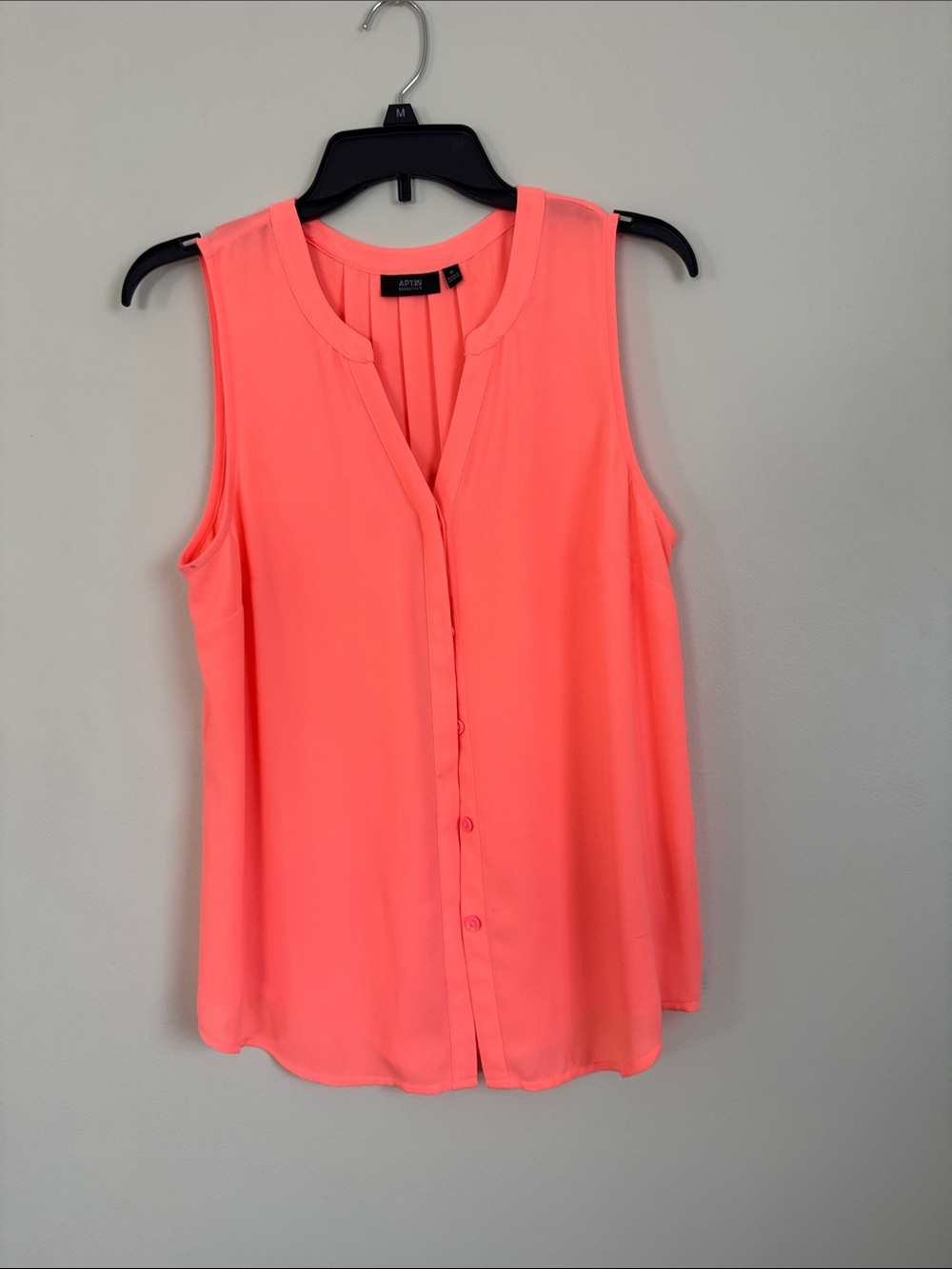 Apt. 9 Vibrant Coral Sleeveless Button-Front Top - Picture 2 of 5